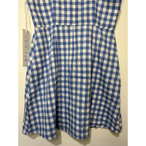 Lumiere Anthropologie Gingham Print Tie Front Dress Blue & White Size Large NWT - Picture 14 of 15